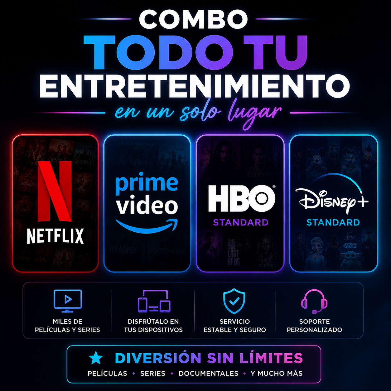 Netflix Prime HBO Disney Standar 